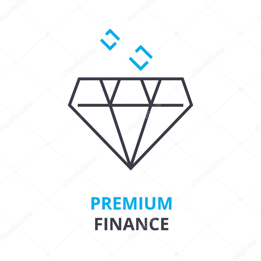 premium finance concept , outline icon, linear sign, thin line pictogram, logo, flat illustration, vector