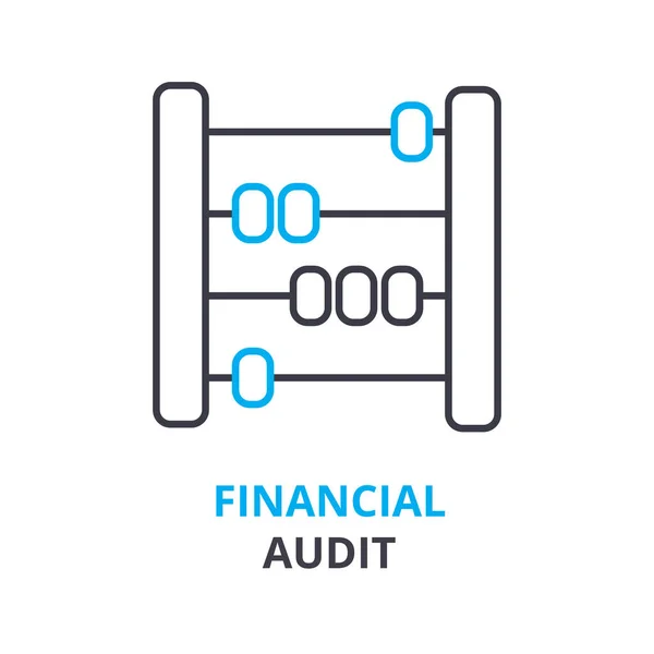 Concetto di audit finanziario, icona di contorno, segno lineare, pittogramma a linea sottile, logo, illustrazione piatta, vettore — Vettoriale Stock