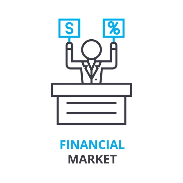 Conceito de mercado financeiro, ícone de contorno, sinal linear, pictograma de linha fina, logotipo, ilustração plana, vetor — Vetor de Stock