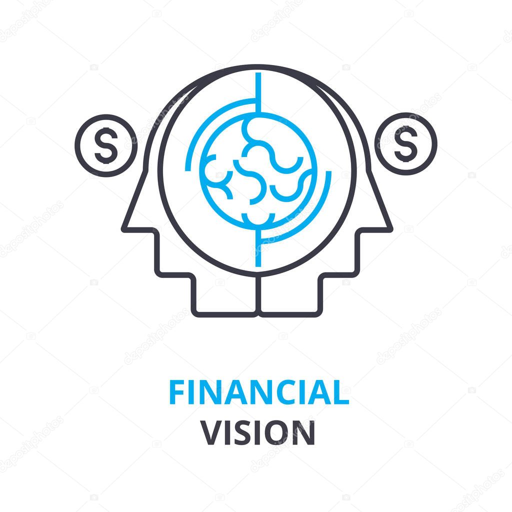 Financial vision concept, outline icon, linear sign, thin line pictogram, logo, flat vector, illustration