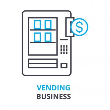 otomat iş kavramı, anahat simgesini, doğrusal işareti, ince çizgi piktogram, logo, düz illüstrasyon, vektör