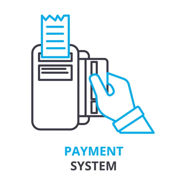 Conceito de sistema de pagamento, ícone de contorno, sinal linear, pictograma de linha fina, logotipo, ilustração plana, vetor — Vetor de Stock