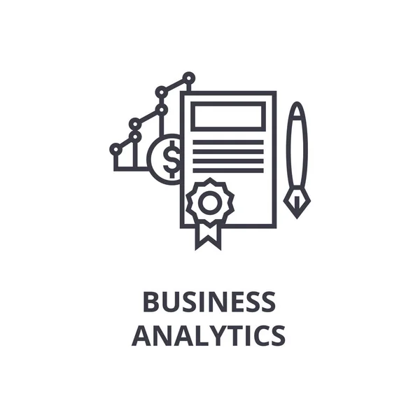 Business analytics vonal, ikon, jel vázlat, lineáris szimbólum, vektor, lapos illusztráció — Stock Vector