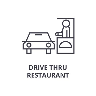 drive thru restaurant line icon, outline sign, linear symbol, vector, flat illustration clipart