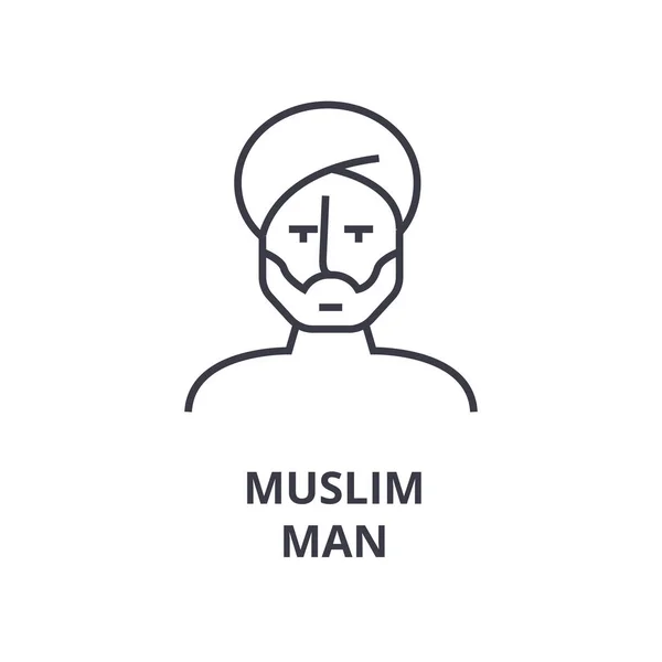 Müslüman erkek satırı simgesi, anahat işareti, doğrusal sembolü, vektör, düz illüstrasyon — Stok Vektör