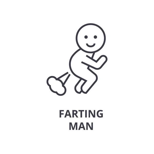 Farting man line icon, outline sign, linear symbol, vector, flat illustration — Stock Vector