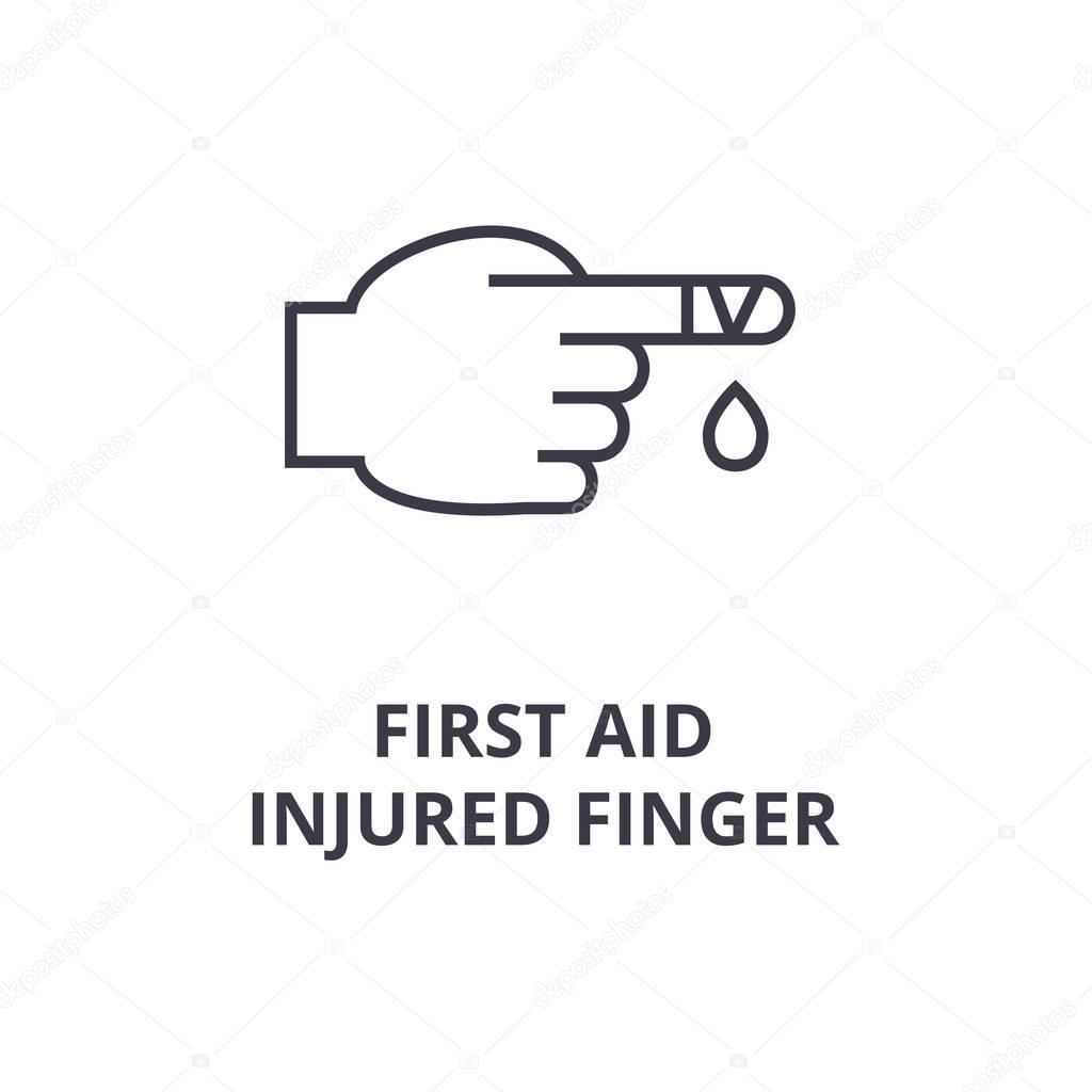 first aid, injured finger line icon, outline sign, linear symbol, vector, flat illustration