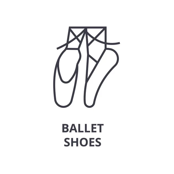 Icône de ligne de chaussures de ballet, signe de contour, symbole linéaire, vecteur, illustration plate — Image vectorielle