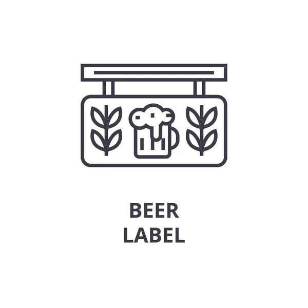 Ícone de linha de etiqueta de cerveja, sinal de contorno, símbolo linear, vetor, ilustração plana — Vetor de Stock