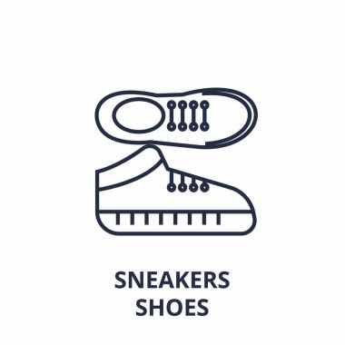 spor ayakkabı ayakkabı satır simgesi, anahat işareti, doğrusal sembolü, vektör, düz illüstrasyon