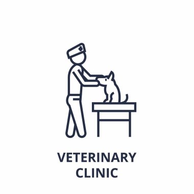 hayvan hastalıklarıyla ilgili klinik satırı simgesi, anahat işareti, doğrusal sembolü, vektör, düz illüstrasyon
