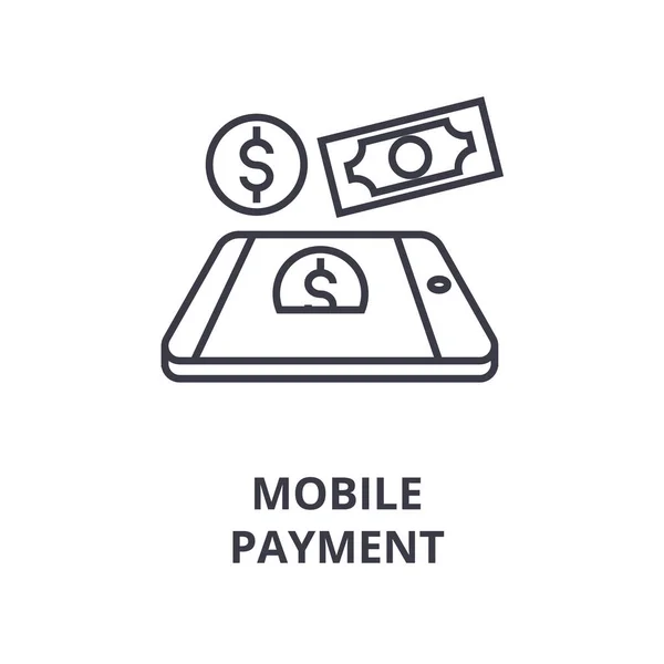 Mobile Payment Line Icon, Umrisszeichen, lineares Symbol, Vektor, flache Illustration — Stockvektor