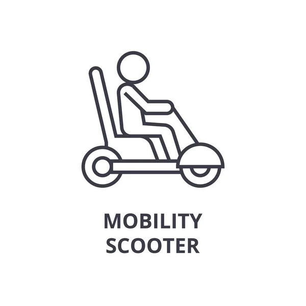 Mobility scooter sor ikon, szerkezeti jel, lineáris szimbólum, vektor, lapos illusztráció — Stock Vector