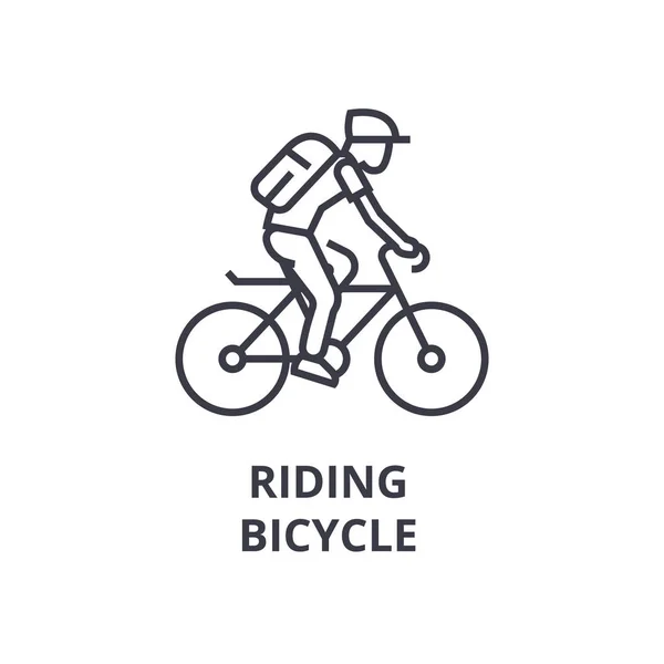 Riding bicycle line icon, outline sign, linear symbol, vector, flat illustration — Stock Vector