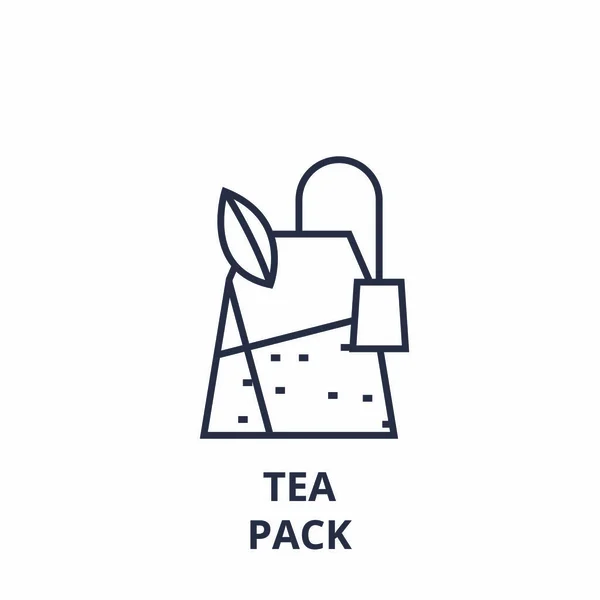 Εικονίδιο γραμμή pack τσάι, περίγραμμα σημάδι, σύμβολο γραμμική, διάνυσμα, επίπεδη απεικόνιση — Διανυσματικό Αρχείο
