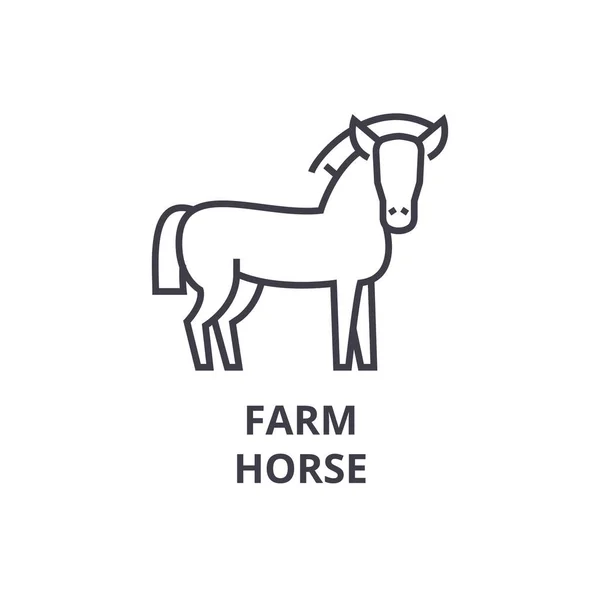 Farm horse line icon, outline sign, linear symbol, vector, flat illustration — Stock Vector
