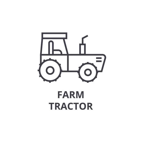 Línea de tractor de granja icono, signo de contorno, símbolo lineal, vector, ilustración plana — Vector de stock