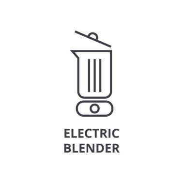 Elektrik blender satırı simgesi, anahat işareti, doğrusal sembolü, vektör, düz illüstrasyon