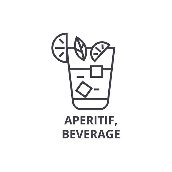 Aperitivo, icono de línea de bebidas, signo de contorno, símbolo lineal, vector, ilustración plana — Vector de stock