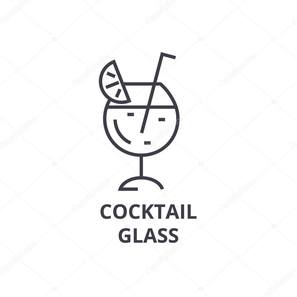 cocktail glass line icon, outline sign, linear symbol, vector, flat illustration