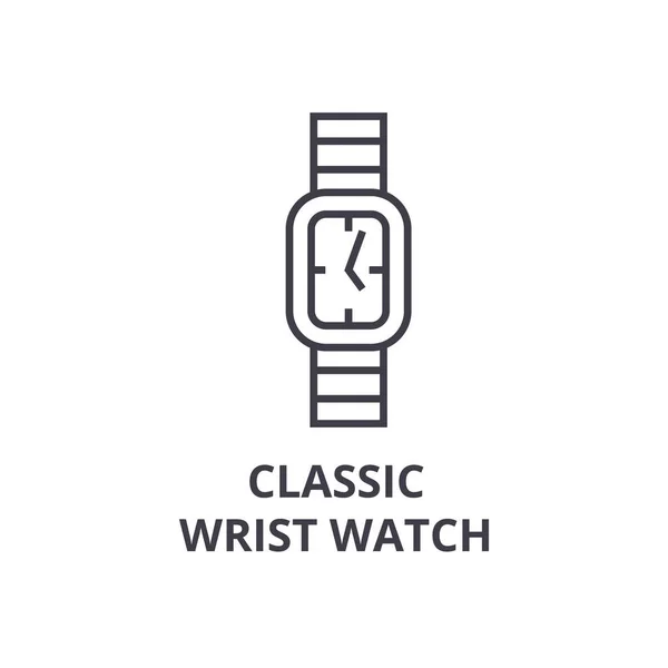 Klassiska wrist watch ikon, disposition tecken, linjär symbol, vektor, platt illustration — Stock vektor
