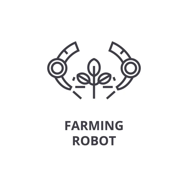 Agricultura robot línea icono, signo de contorno, símbolo lineal, vector, ilustración plana — Archivo Imágenes Vectoriales