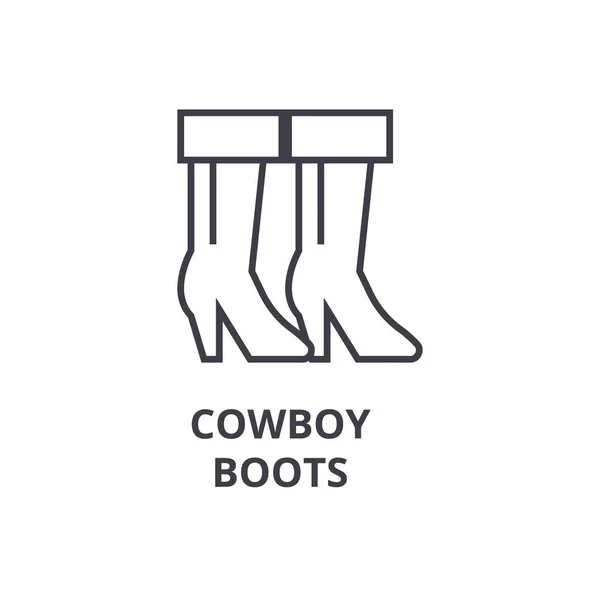 Cowboy botas ícone de linha, sinal de contorno, símbolo linear, vetor, ilustração plana — Vetor de Stock