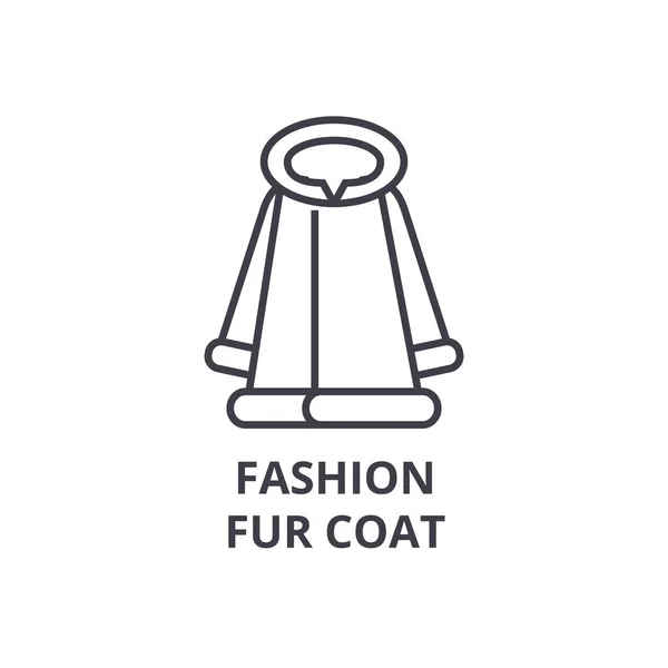 Moda piel abrigo línea icono, signo de contorno, símbolo lineal, vector, ilustración plana — Vector de stock