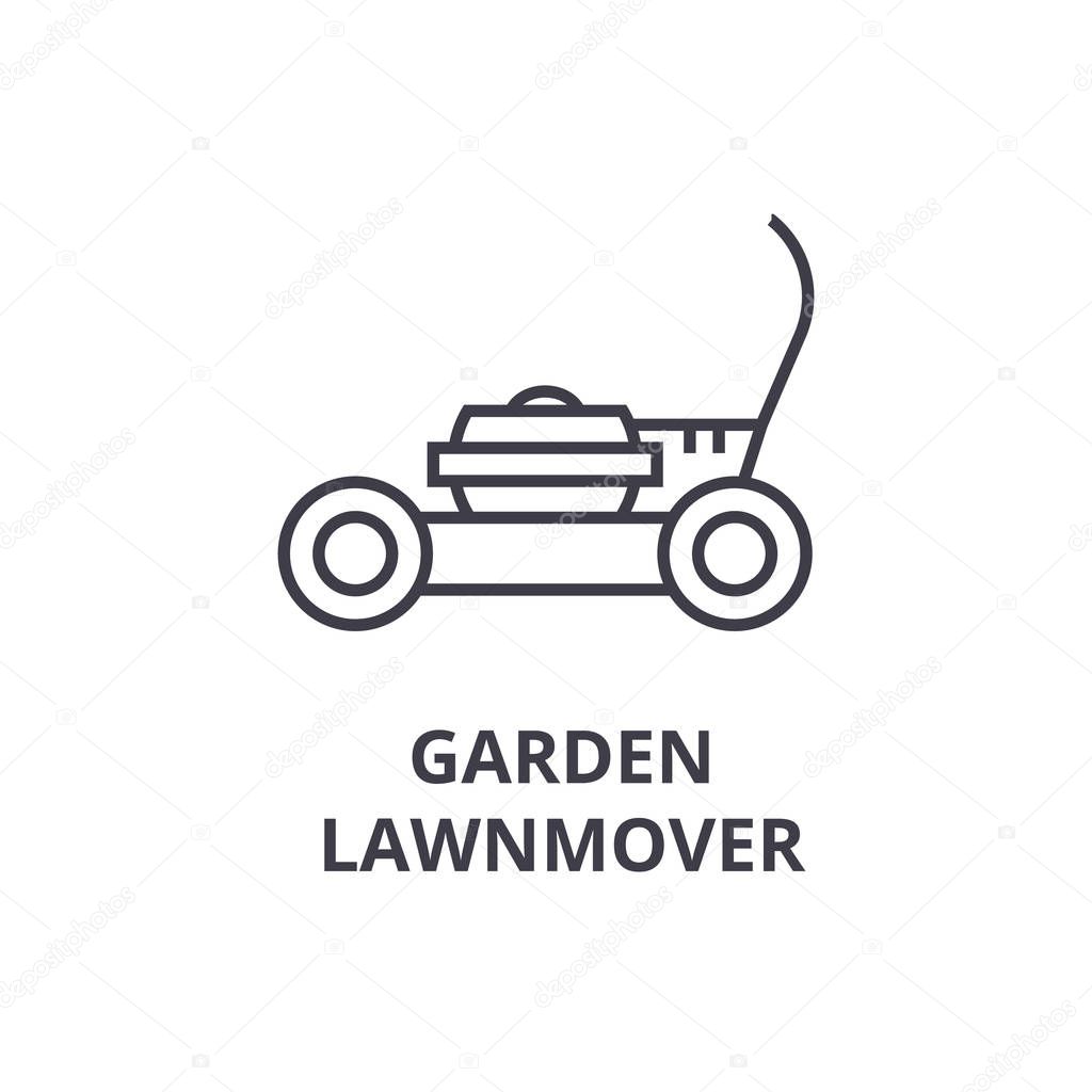 garden lawnmover line icon, outline sign, linear symbol, vector, flat illustration