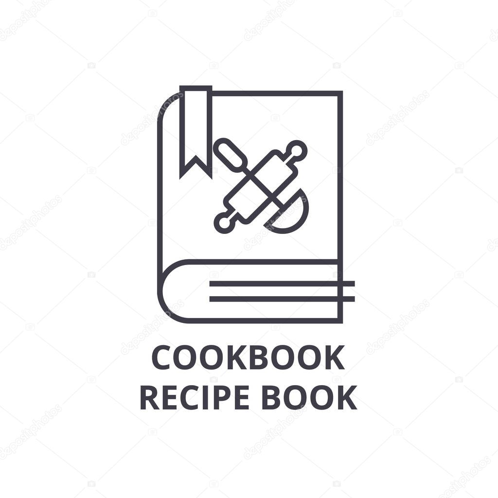 cookbook, recipe book line icon, outline sign, linear symbol, vector, flat illustration