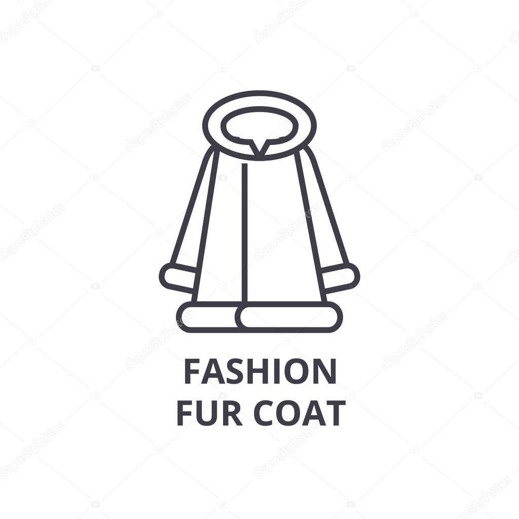 fashion fur coat line icon, outline sign, linear symbol, vector, flat illustration