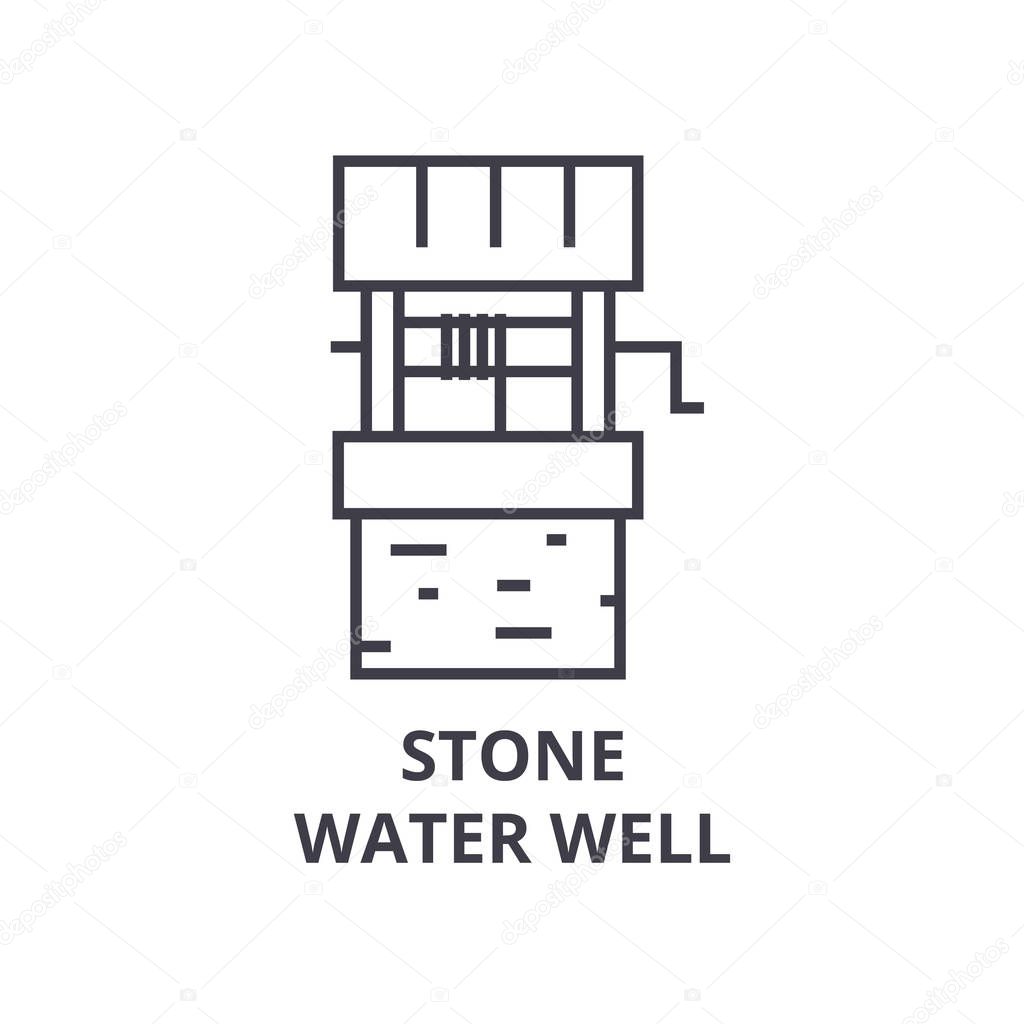 stone water wall line icon, outline sign, linear symbol, vector, flat illustration