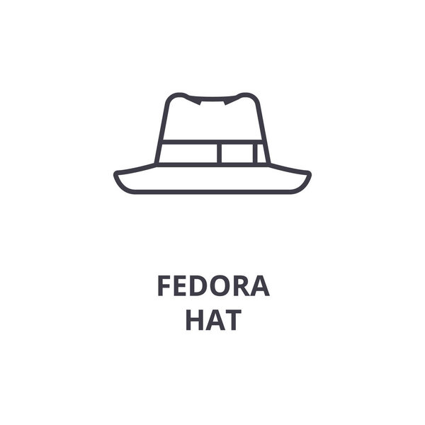 fedora hat line icon, outline sign, linear symbol, vector, flat illustration