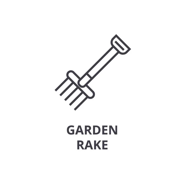 Εικονίδιο γραμμή τσουγκράνα κήπων, περίγραμμα σημάδι, σύμβολο γραμμική, διάνυσμα, επίπεδη απεικόνιση — Διανυσματικό Αρχείο