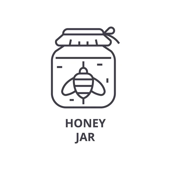 Icono de línea de tarro de miel, signo de contorno, símbolo lineal, vector, ilustración plana — Vector de stock