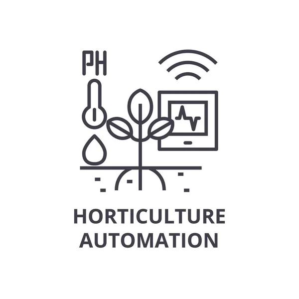 Línea de automatización de horticultura icono, signo de contorno, símbolo lineal, vector, ilustración plana — Vector de stock
