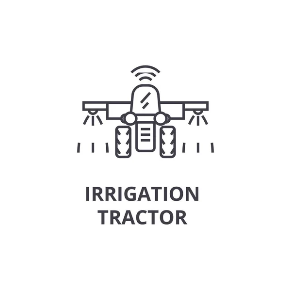 Ikon garis traktor irigasi, garis luar, simbol linier, vektor, ilustrasi datar - Stok Vektor