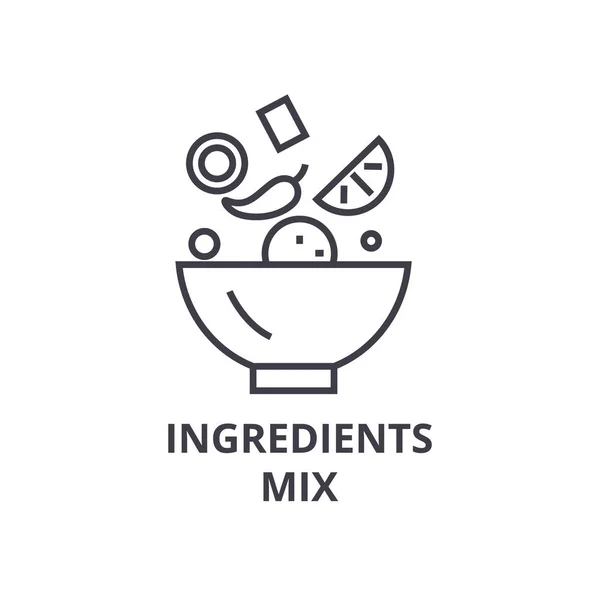 Ingredientes mezcla icono de línea, signo de contorno, símbolo lineal, vector, ilustración plana — Vector de stock