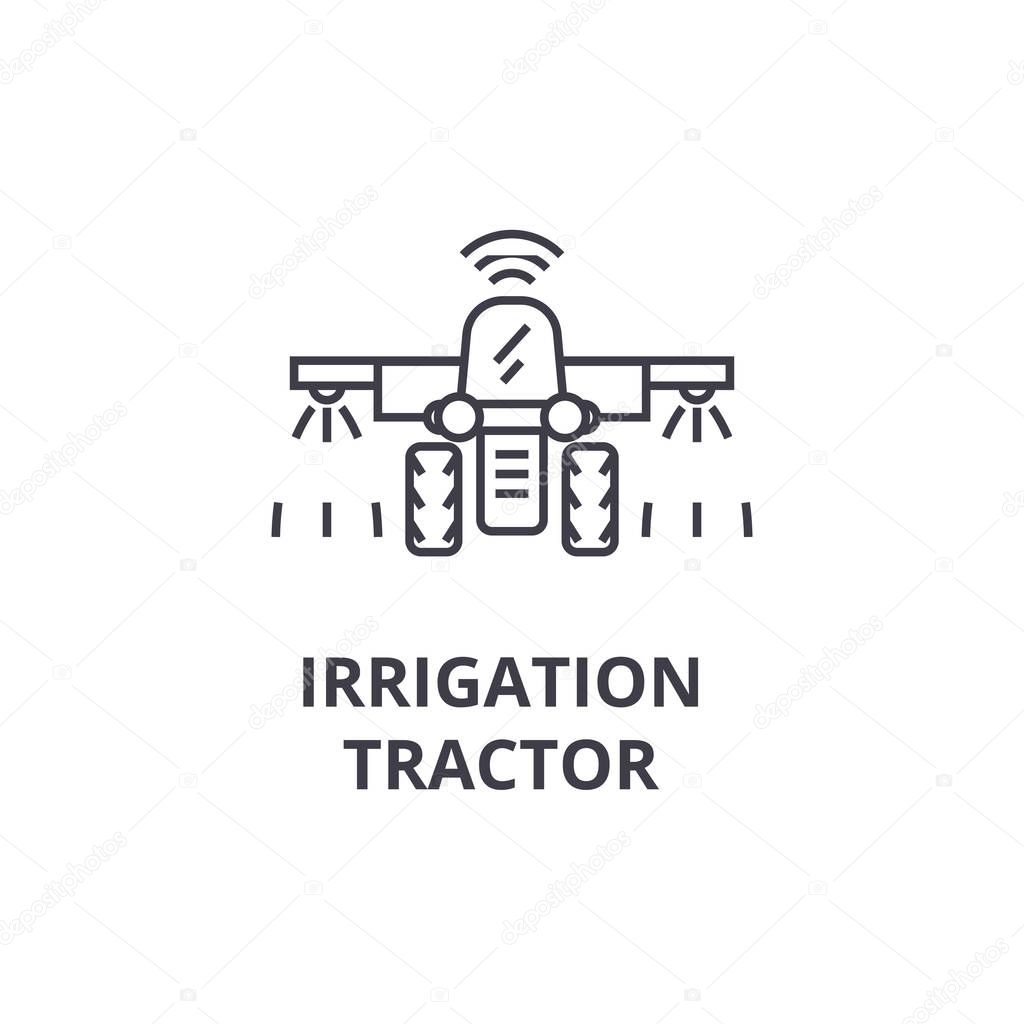 irrigation tractor line icon, outline sign, linear symbol, vector, flat illustration