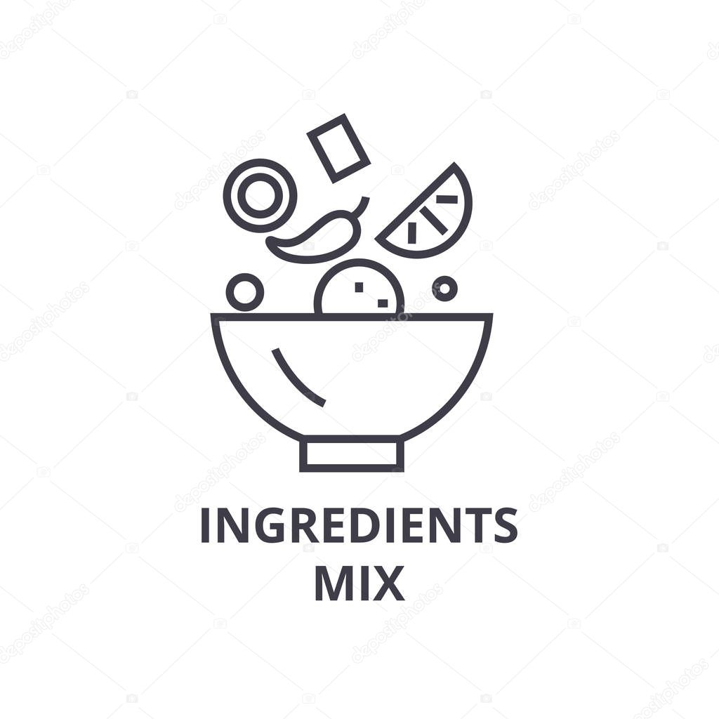 Ingredients mix line icon, outline sign, linear symbol, vector, flat