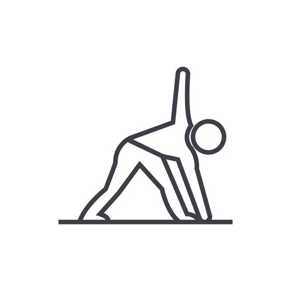 Yoga man vector line icon, sign, illustration on background, editable strokes — Stock Vector