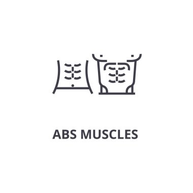 ABS muscules ince bir çizgi simgesi, işaret, sembol, illustation, lineer kavramı, vektör 