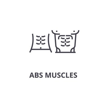 abs muscules thin line icon, sign, symbol, illustation, linear concept, vector  clipart