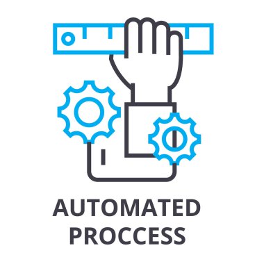 otomatik proccess ince çizgi simgesi, işaret, sembol, illustation, lineer kavramı, vektör 