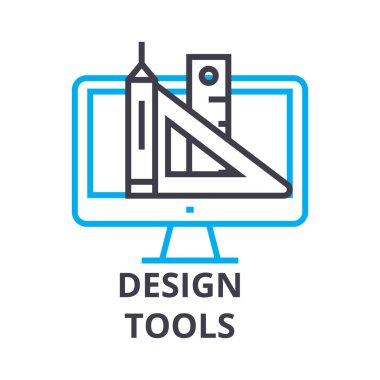 tasarım araçları ince çizgi simgesi, işaret, sembol, illustation, lineer kavramı, vektör 