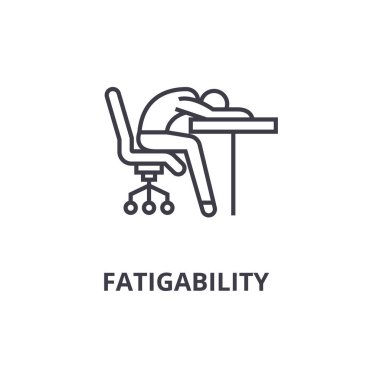 fatigability ince bir çizgi simgesi, işaret, sembol, illustation, lineer kavramı, vektör 