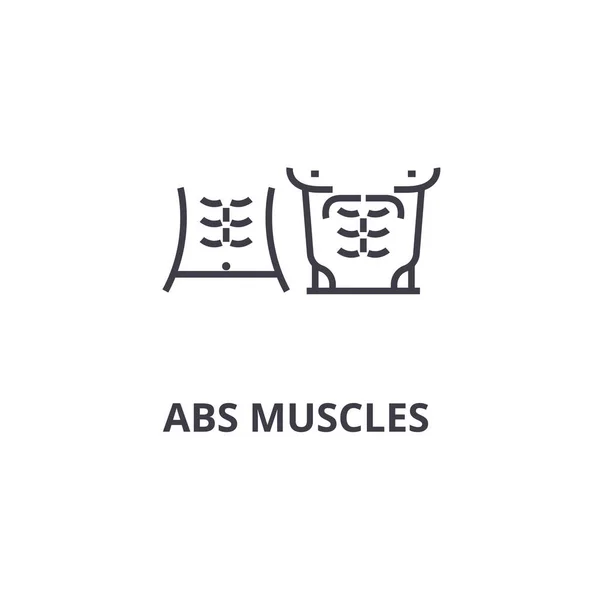Abs muscules thin line icon, sign, symbol, illustation, linear concept, vector - Stok Vektor