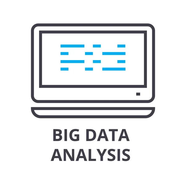 Big-Data-Analyse Thin-Line-Symbol, Zeichen, Symbol, Illustration, lineares Konzept, Vektor — Stockvektor