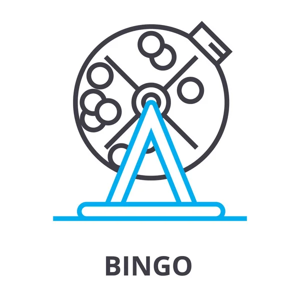 Bingo icône de ligne mince, signe, symbole, illustation, concept linéaire, vecteur — Image vectorielle