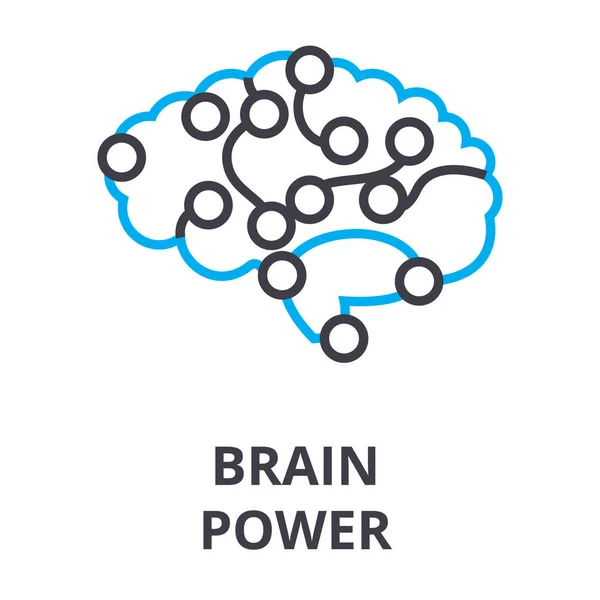 Cerveau puissance ligne mince icône, signe, symbole, illustation, concept linéaire, vecteur — Image vectorielle